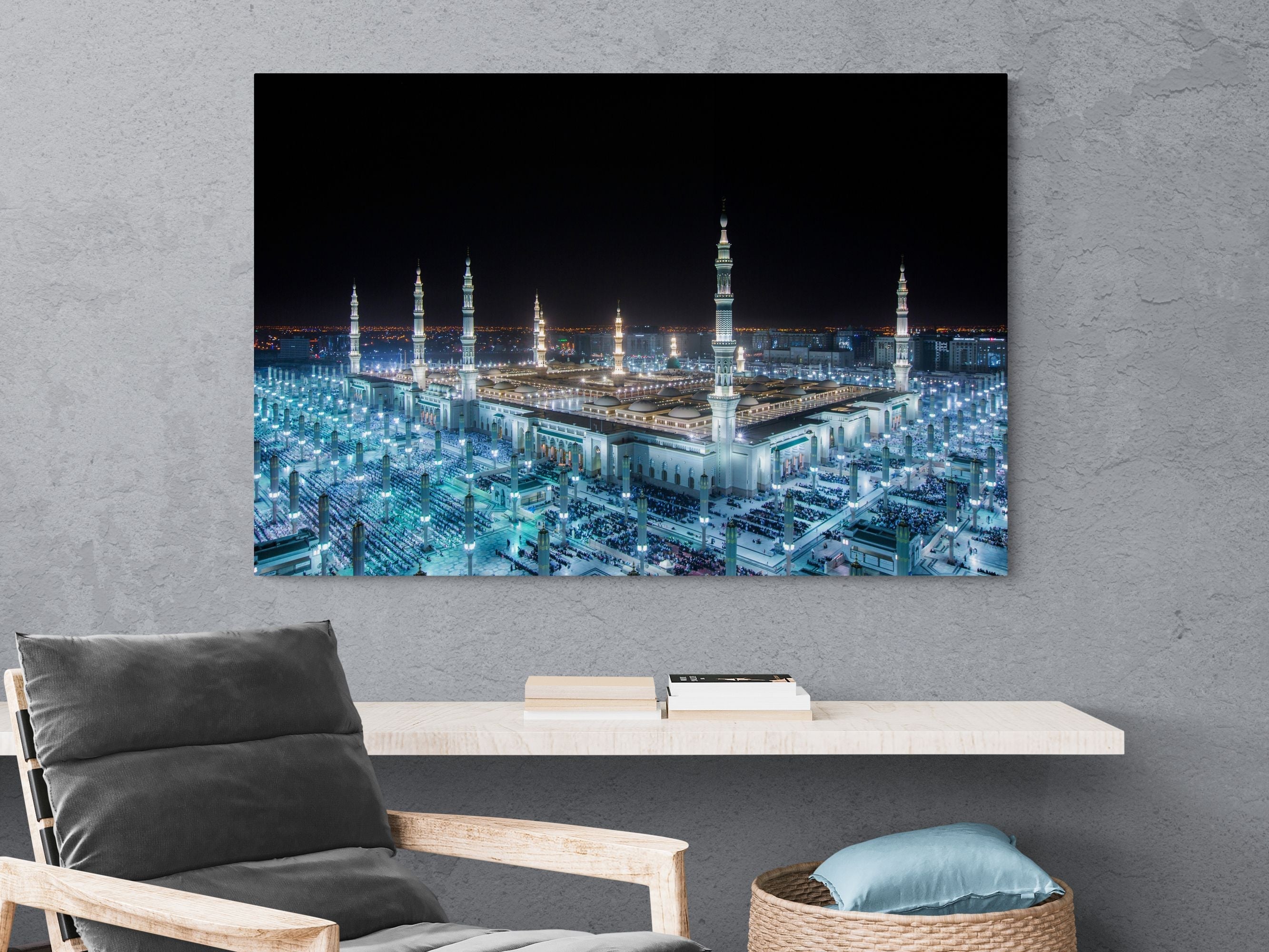 Great Mosque of Medina-Framed Islamic Wall Decor-Giclée Fine Art On Canvas