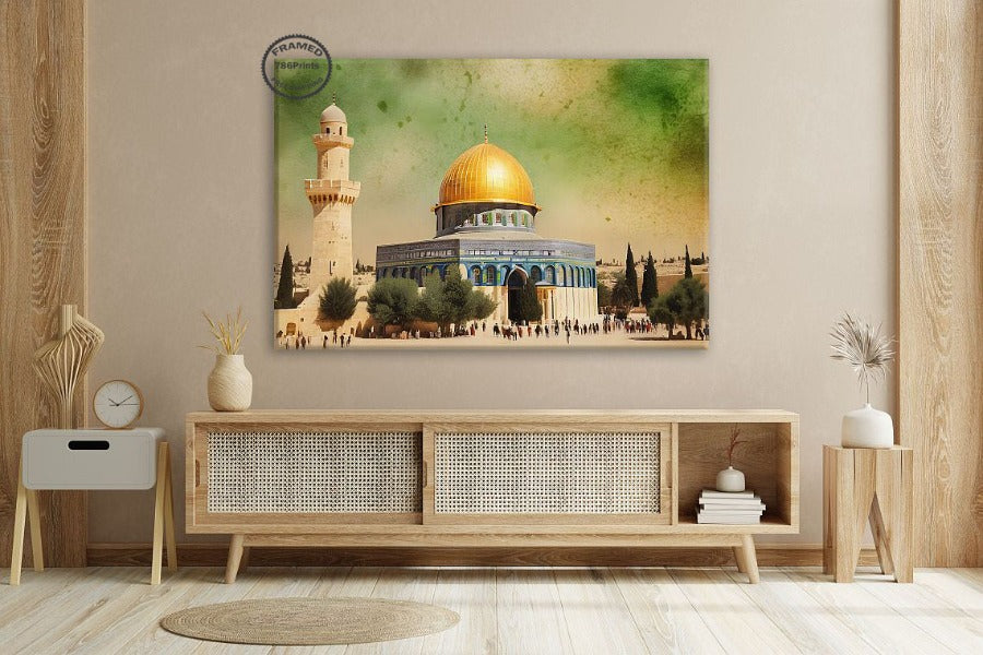 Masjid Al Aqsa - Framed Islamic Canvas Giclée Fine Art