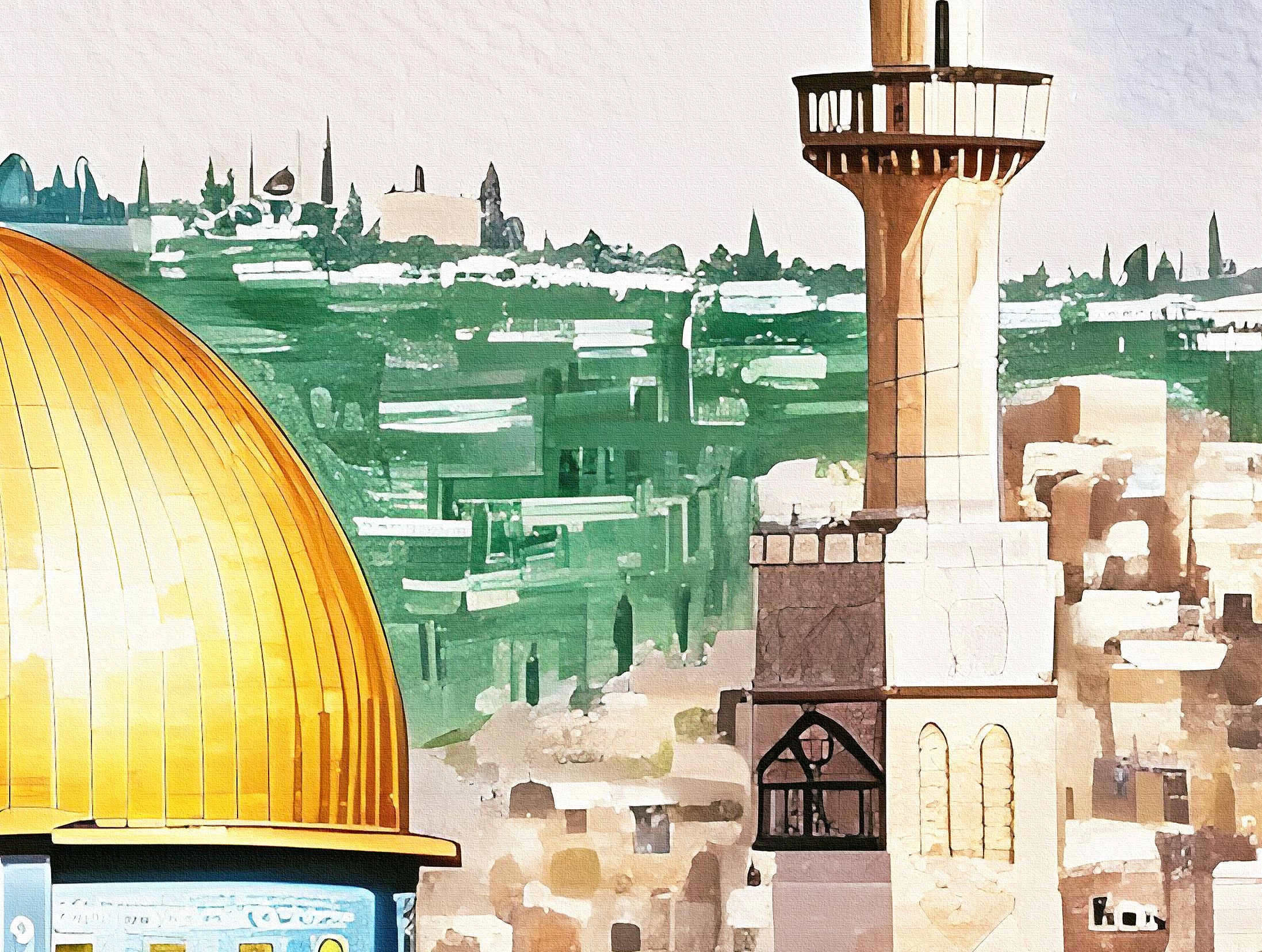 Masjid Al Aqsa - Framed Islamic Canvas Giclée Fine Art