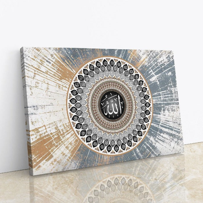 99 Names of Allah-Framed Islamic Wall Decor-Giclée Fine Art On Canvas