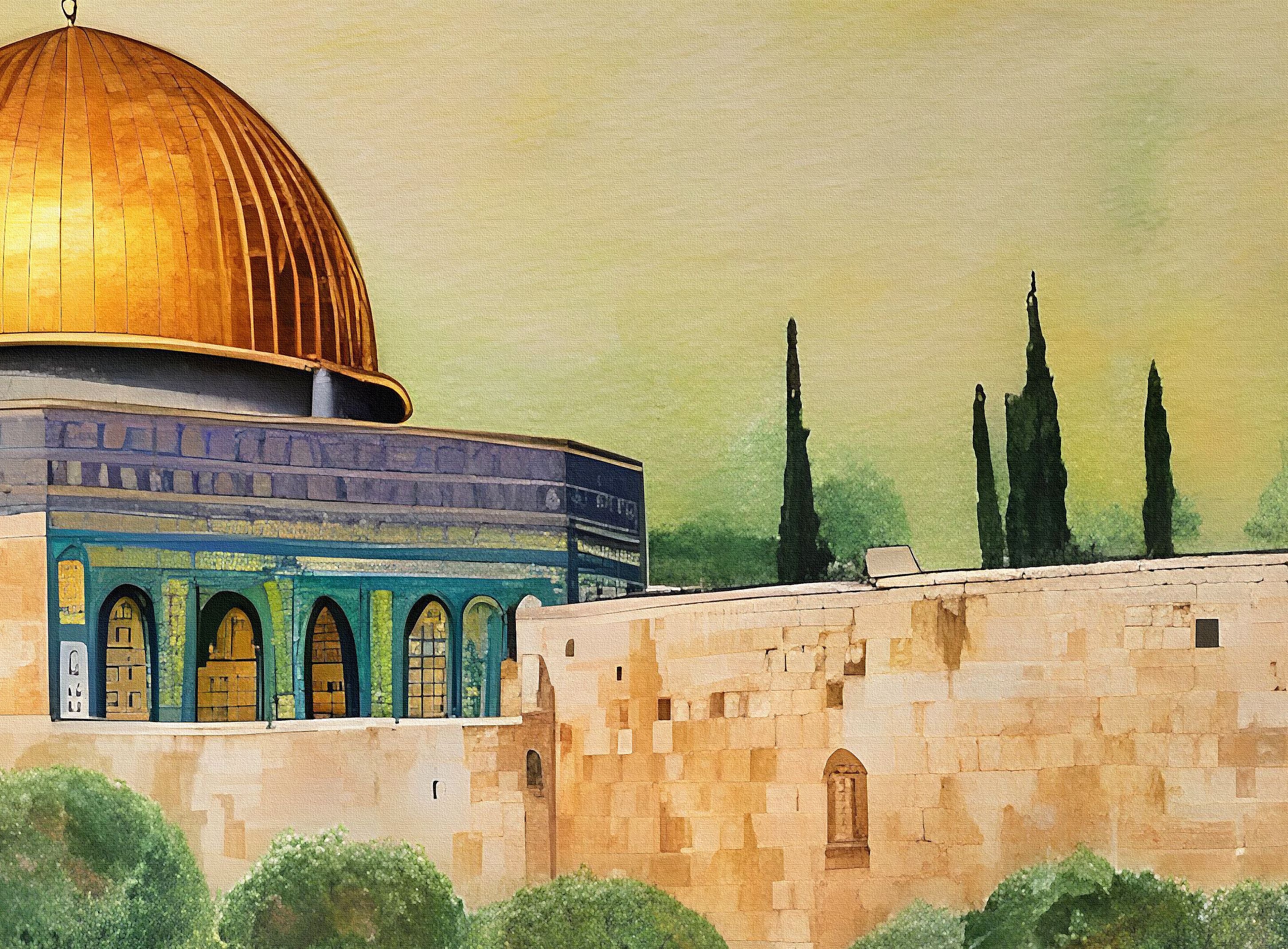 Masjid Al Aqsa - Framed Islamic Canvas Giclée Fine Art