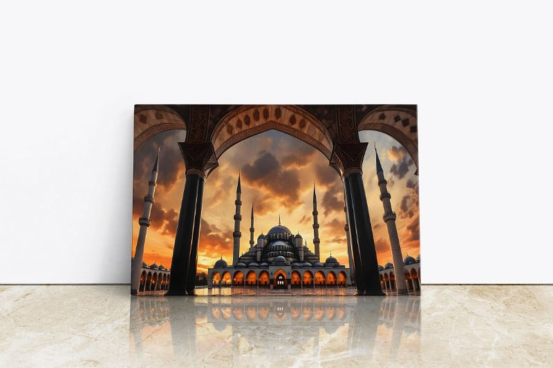 Blue Mosque-Framed Islamic Wall Decor-Giclée Fine Art On Canvas