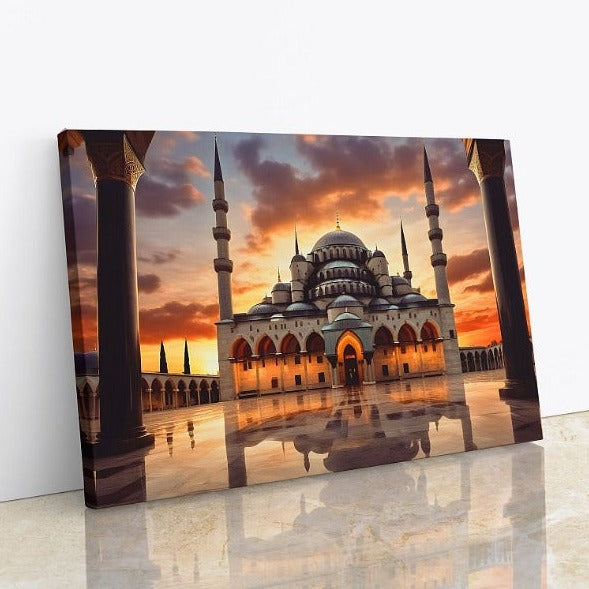 Blue Mosque-Framed Islamic Wall Decor-Giclée Fine Art On Canvas