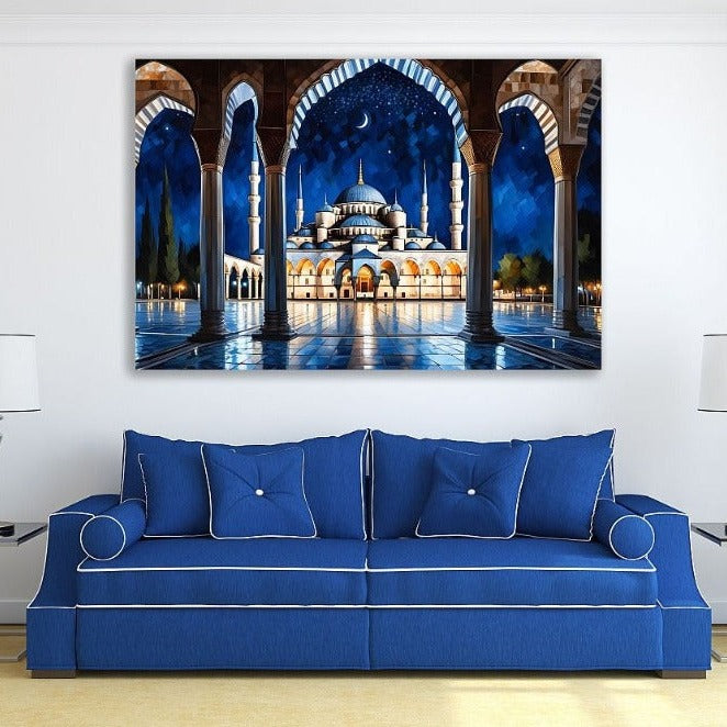 Blue Mosque-Framed Islamic Wall Decor-Giclée Fine Art On Canvas