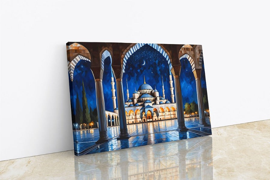 Blue Mosque-Framed Islamic Wall Decor-Giclée Fine Art On Canvas